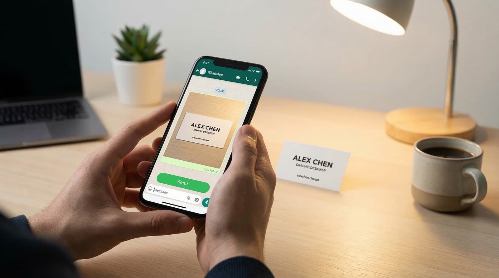 Step 01: Send Your Business Card Photo